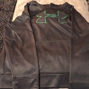 Grey and green under armor pullover hoodie